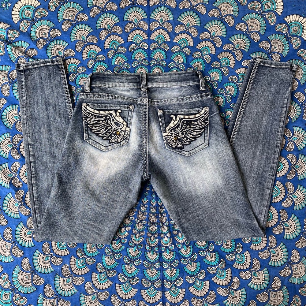 Y2K Bongo Embellished Low Rise Skinny Jeans